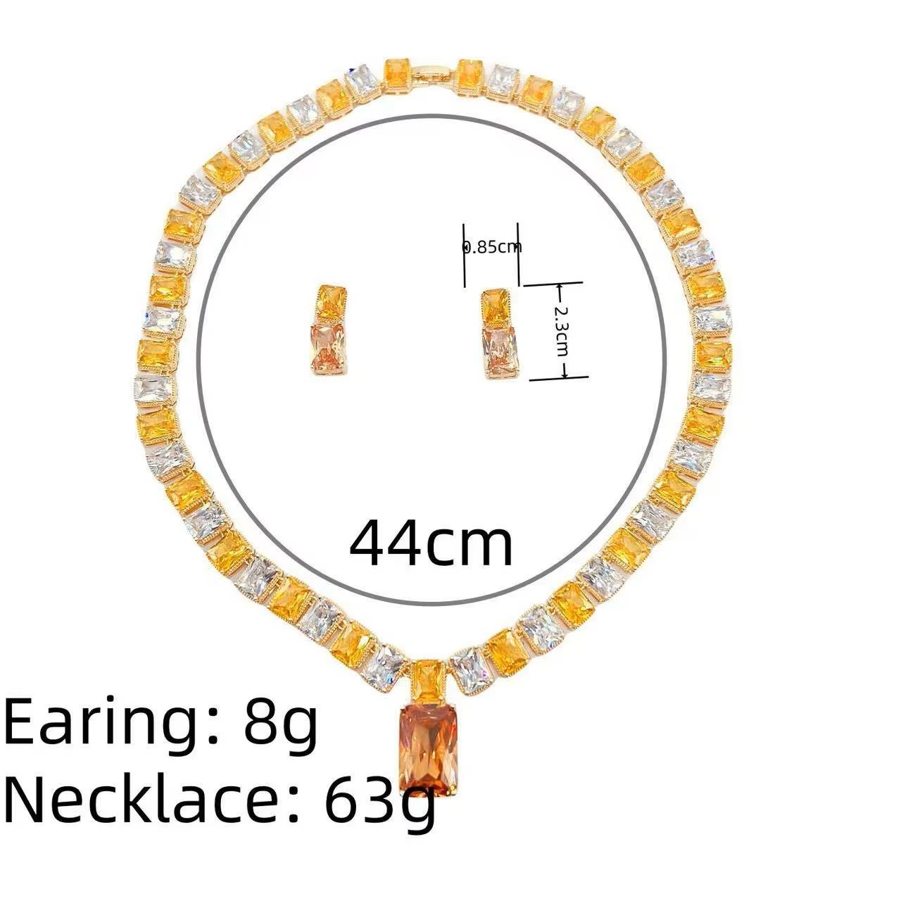 2sets Bridal Jewelry Wedding Party Cubic Zirconia Crystal Necklace Prom Birthday