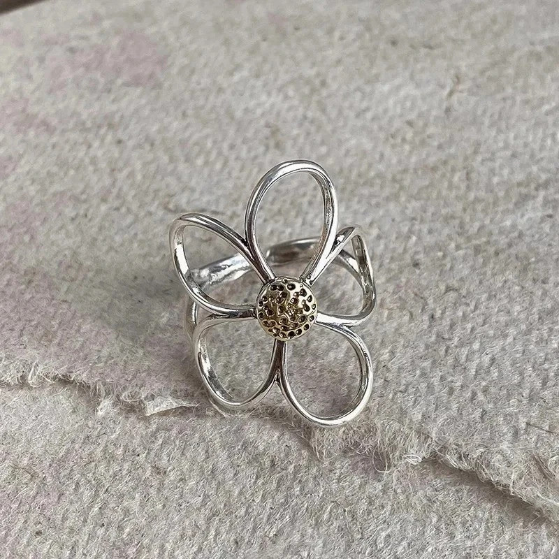 925 Sterling Silver Irregular Zircon Ring Women Adjustable Cocktail Party Band