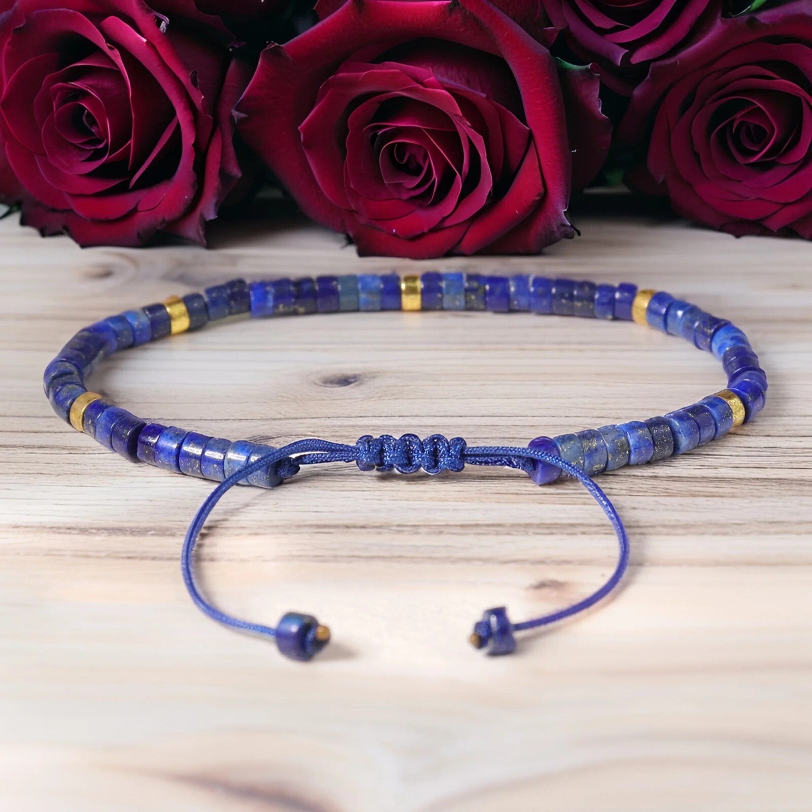 Natural Lapis Lazuli Bead Healing Empath Protection Dainty Women Men Bracelet