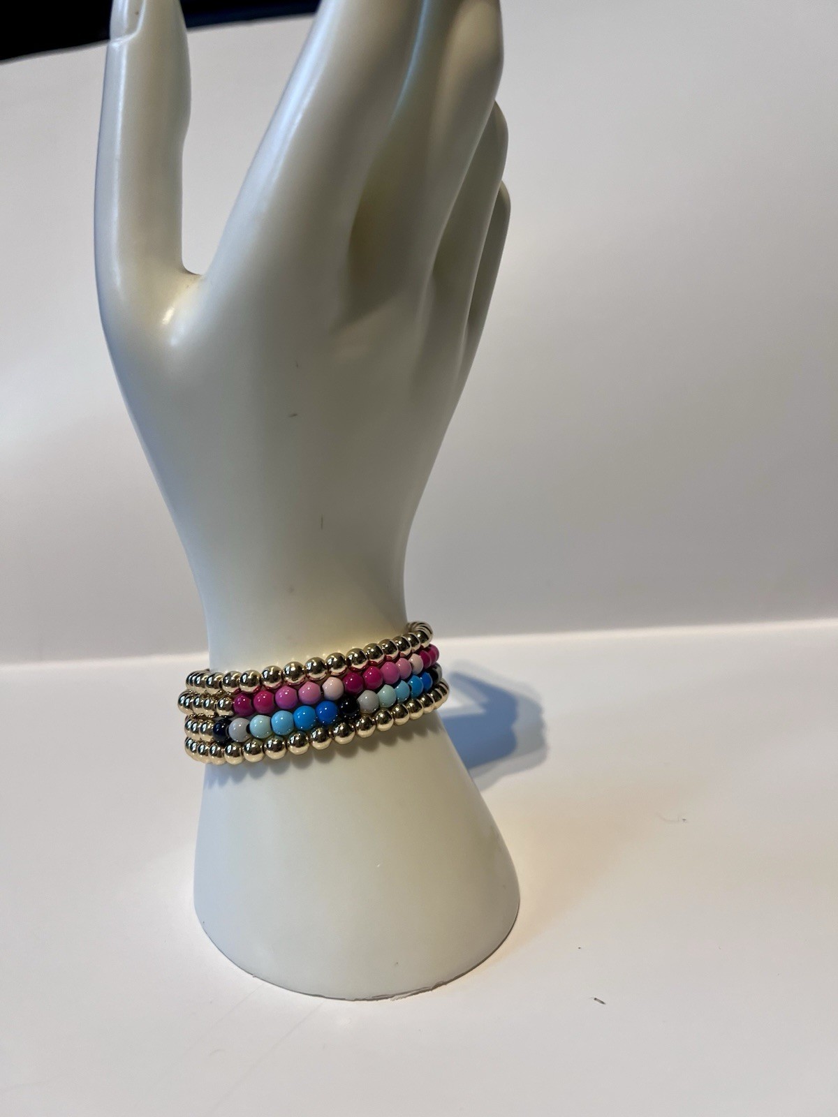 Baublebar Beaded Gold Blue Pink Bracelets Stack Lot 5mm Gold Tone Nordstrom
