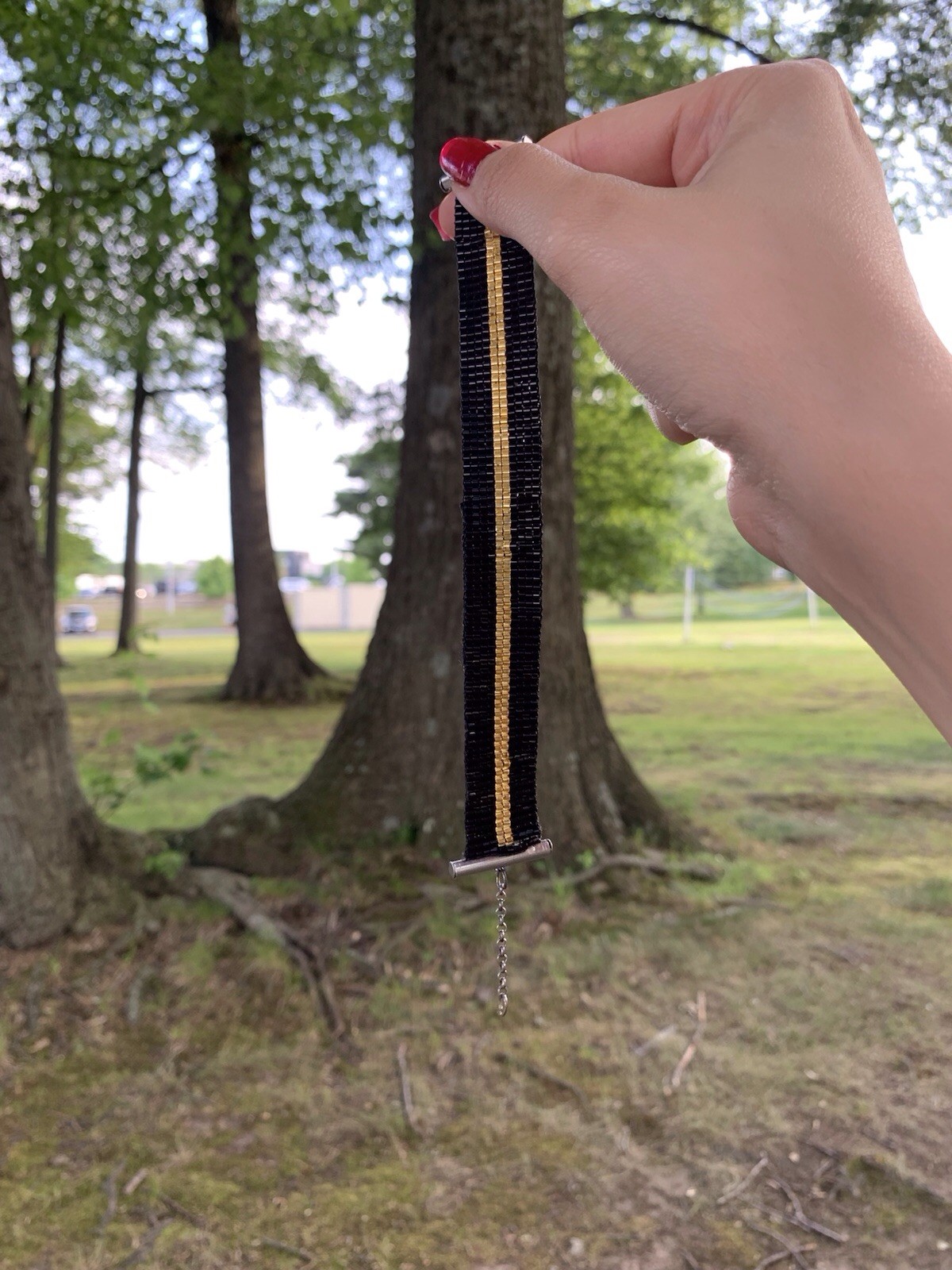 Black & Gold Beaded Bracelet | Lobster Clasp | Adjustable | No Stone
