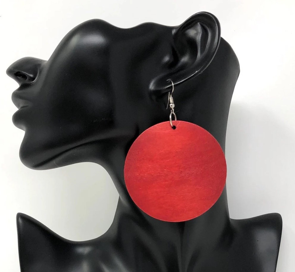 Boho Wooden Disc Earrings for Women – Handmade Afrocentric Dangle Jewelry