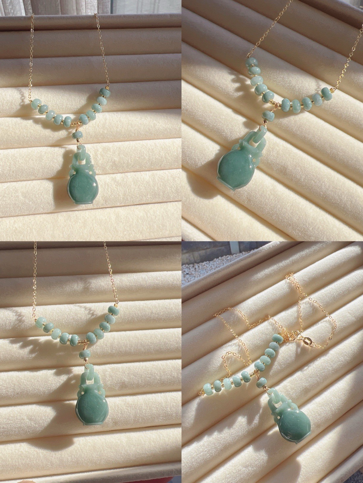 Beautiful Good Quality Natural Burma Jade Blue Jade Vase Pendant Necklace