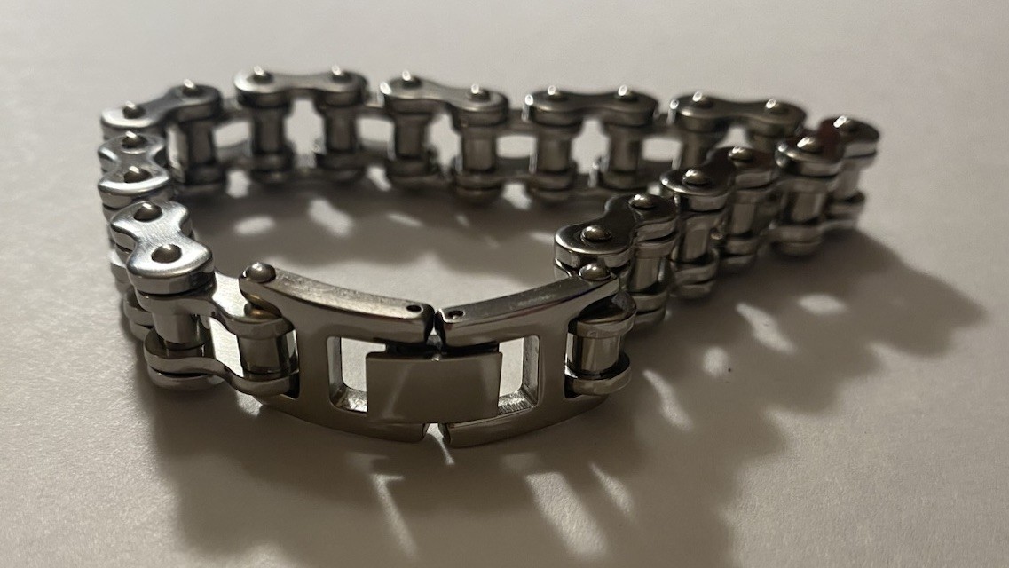 Stainless Steel Heavy Bike Chain Link Bracelet by Adornia 8.5 in Long New
