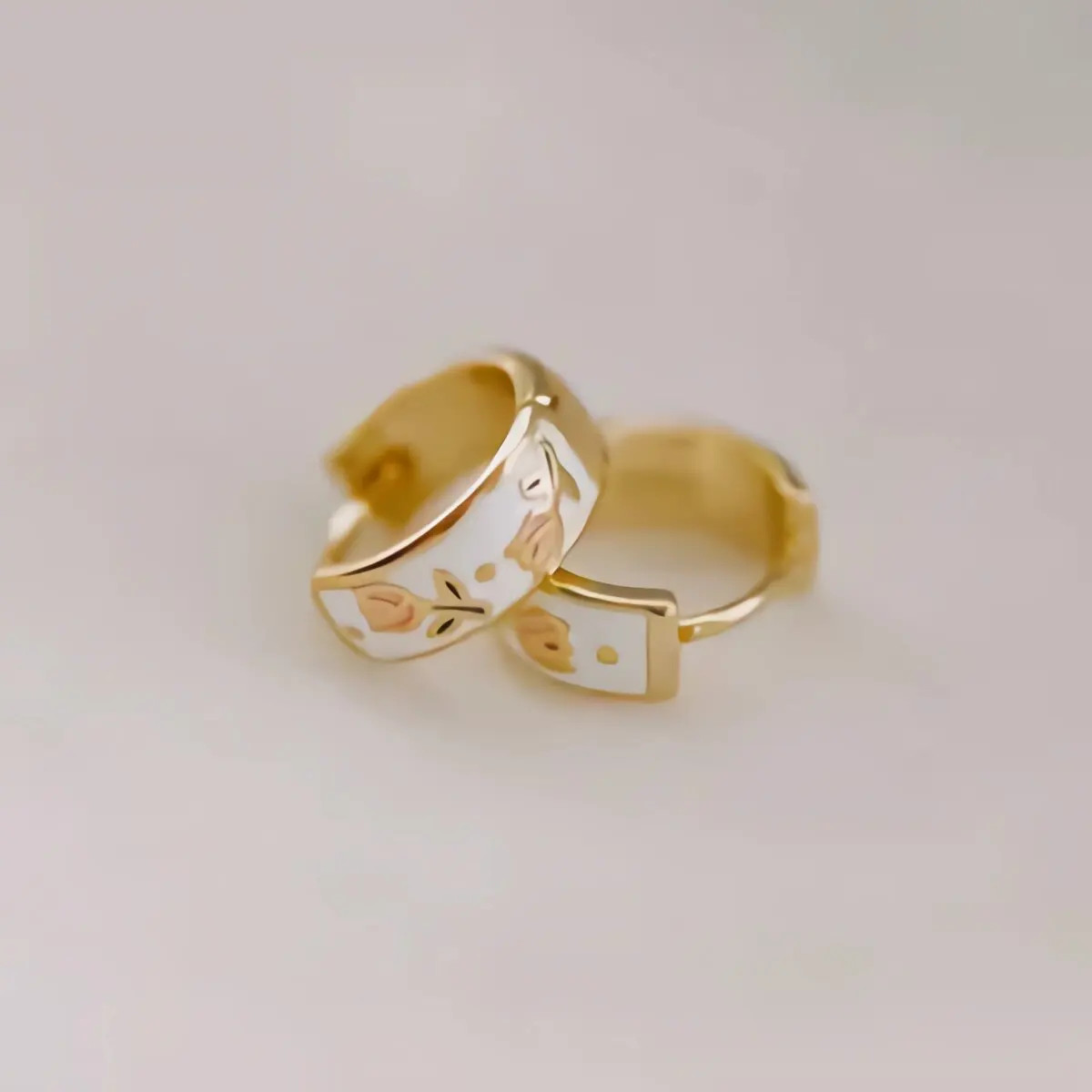 Metal Enamel Hoop Earrings Women Tulip Floral Tea Cup Spring Summer Jewelry