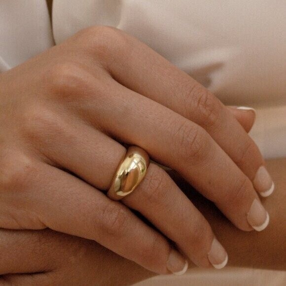 Chunky Gold Dome Ring – Waterproof, Non-Tarnish Statement Ring for Everyday Wear
