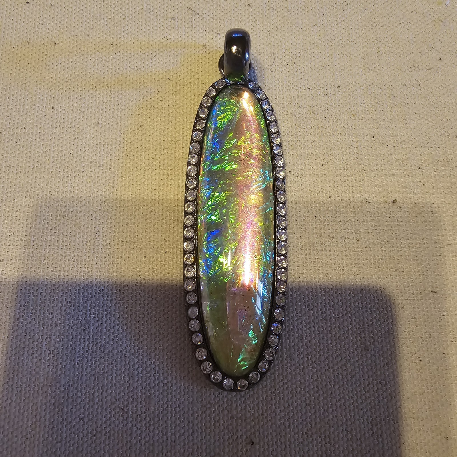 Resin Opal Pendant / Synthetic Opal Necklace / Faux Opal Pendant
