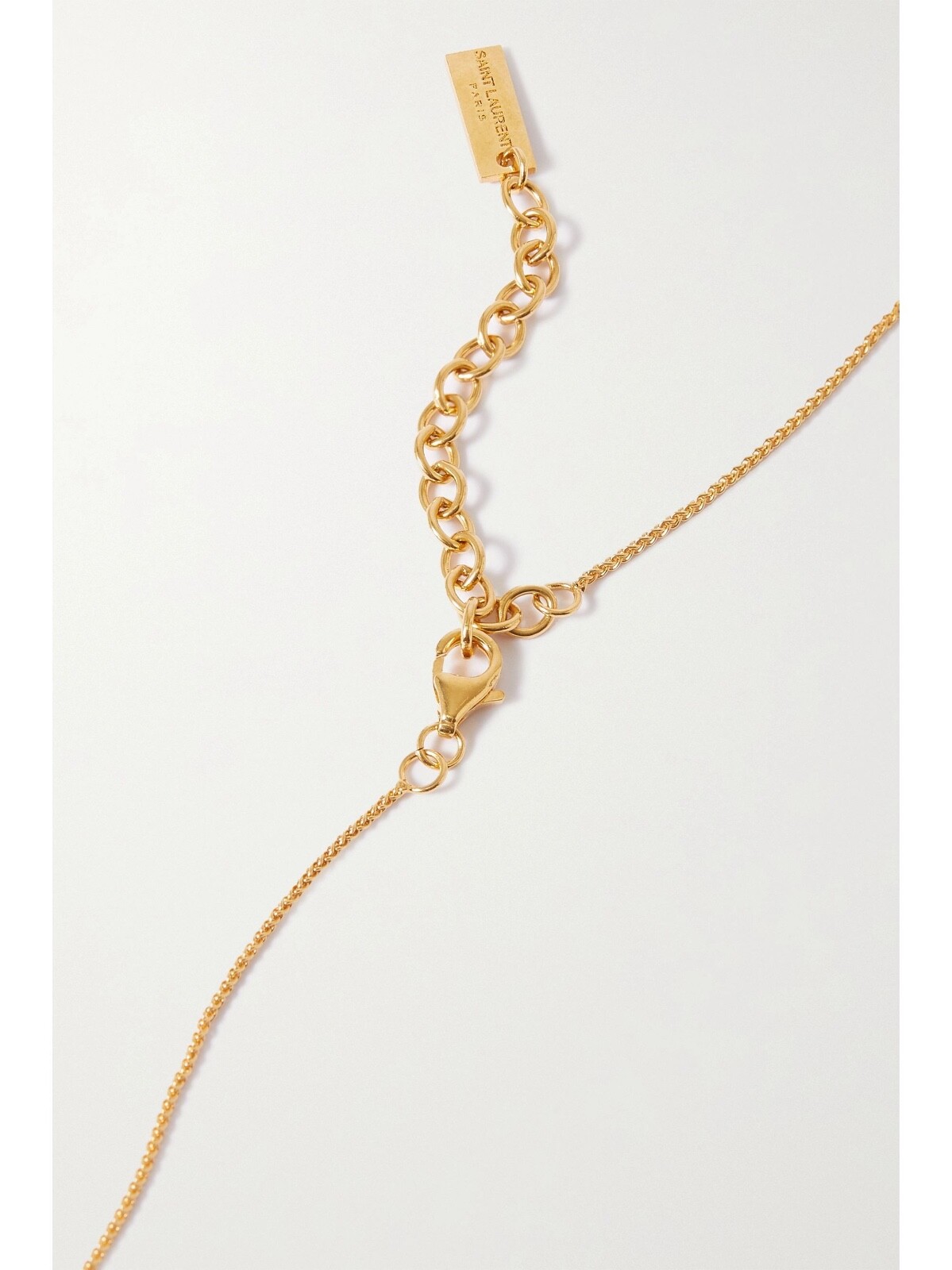 NIB Saint Laurent YSL LOVE Charm Antique Gold Brass Pendant Chain Necklace $650