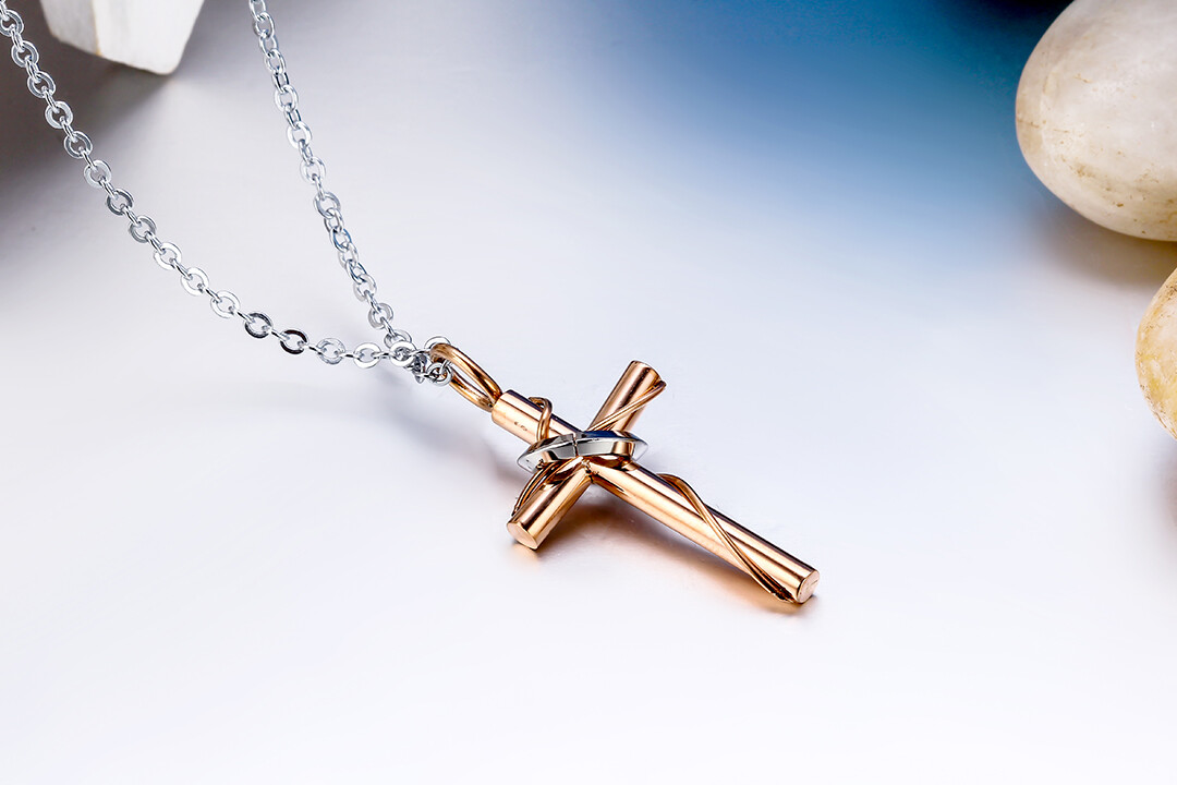 His Hers Stainless Steel Couples Matching Cross Charm Bracelet Pendant Necklace