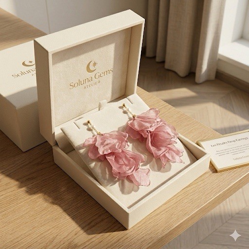 1 Pair Fabric Flower Stud Earrings Women Large Petal Fluffy Statement Jewelry