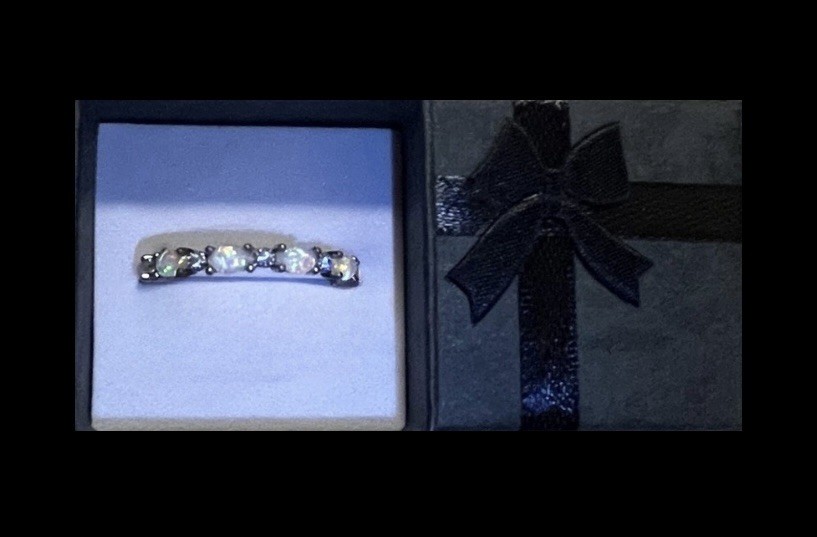 Stunning White Fire Opal CZ Eternity Band Ring Size 10