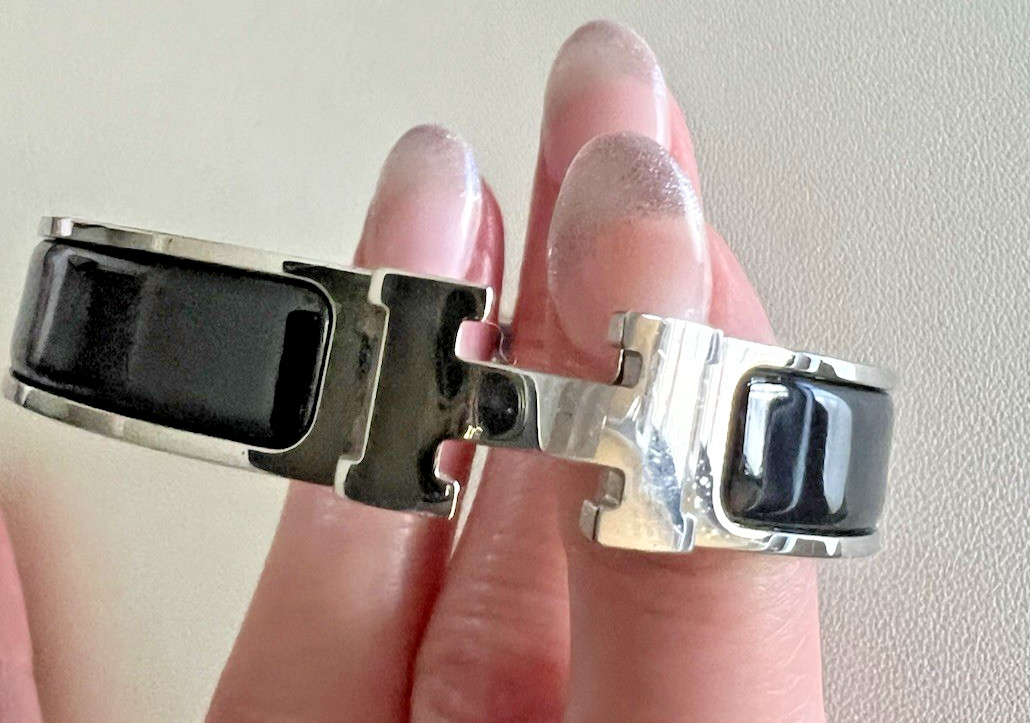 Authentic HERMÈS Clic H Bracelet PM – Black Enamel Palladium w/ Box & Pouch