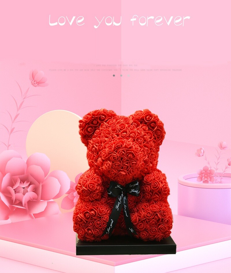 10″ Artificial Rose Teddy Bear Birthday Valentine’s Day Gift for Girlfriend Wife