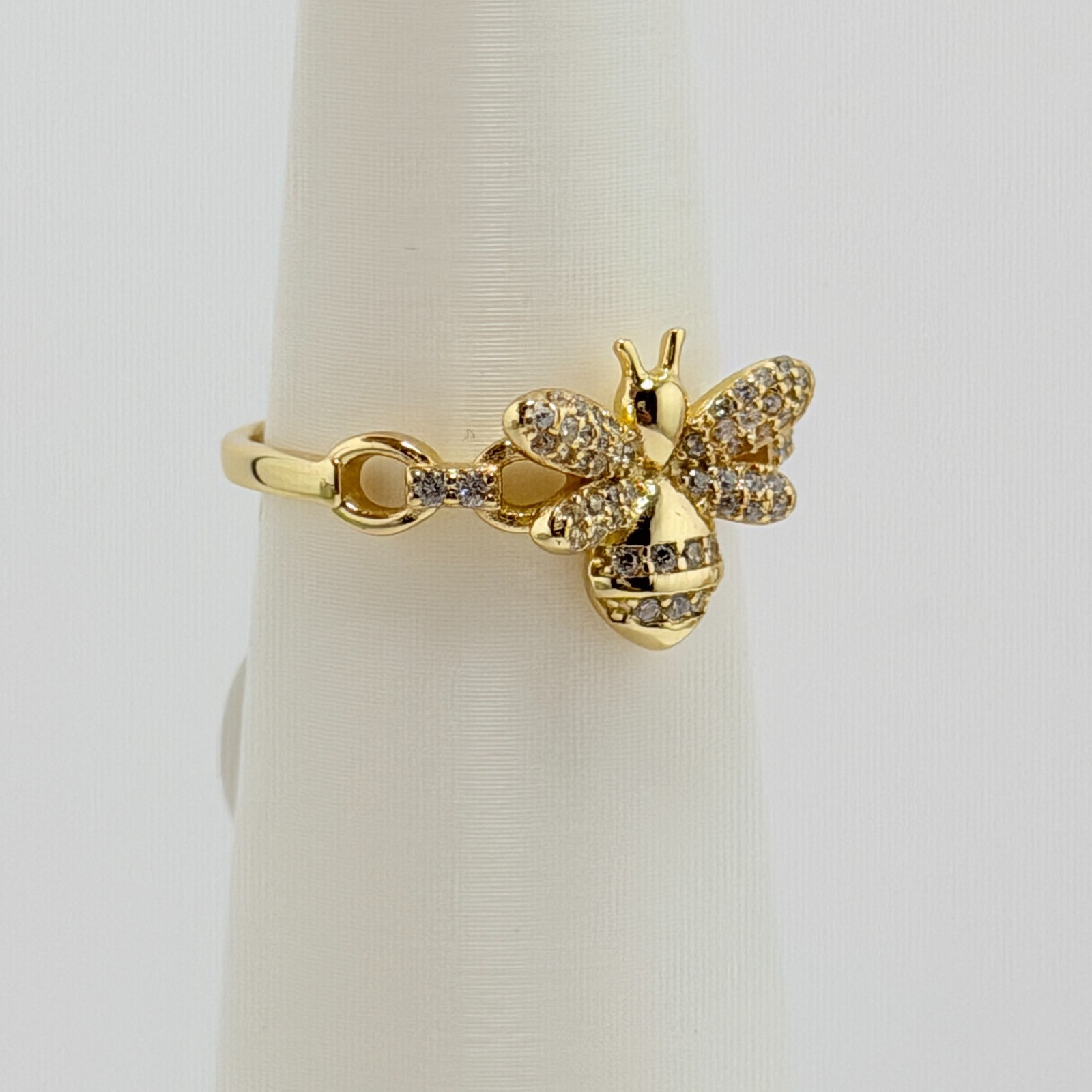 Bomb Party Vermeil Bee Size 7 “All Hail The Queen” .925 Sterling w/ Gold RG77845