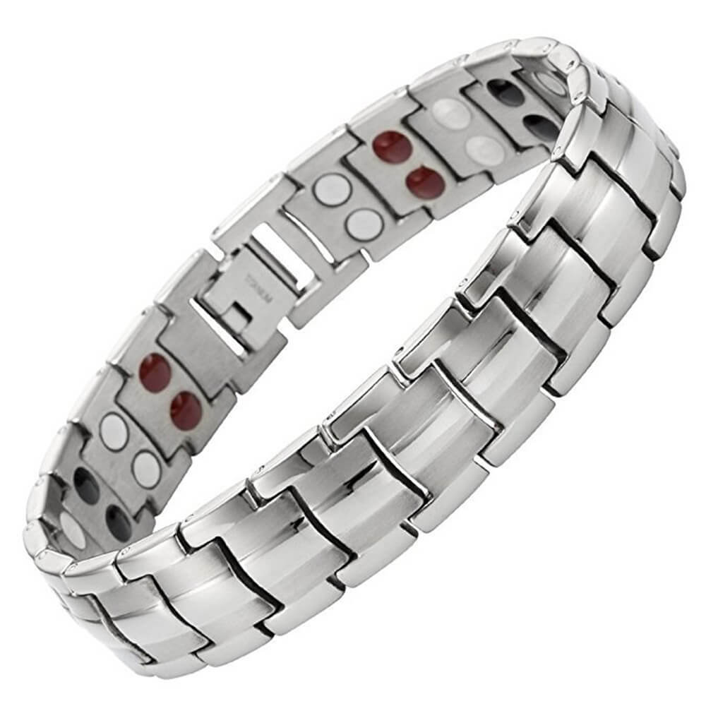 Silver Magnetic Bracelet Therapy Arthritis Pain Relief 4 Element Energy Stress