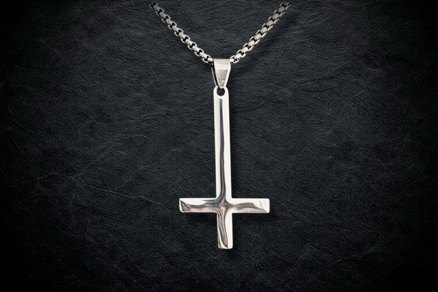 Stainless Steel Inverted Cross Pendant And Chain Upside Down Cross Necklace