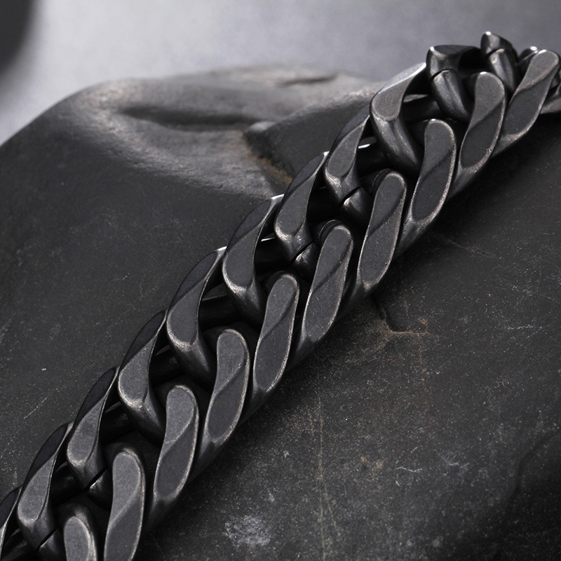 84g Men’s 16mm stainless steel Link Chain Bracelet Biker Vintage design Black