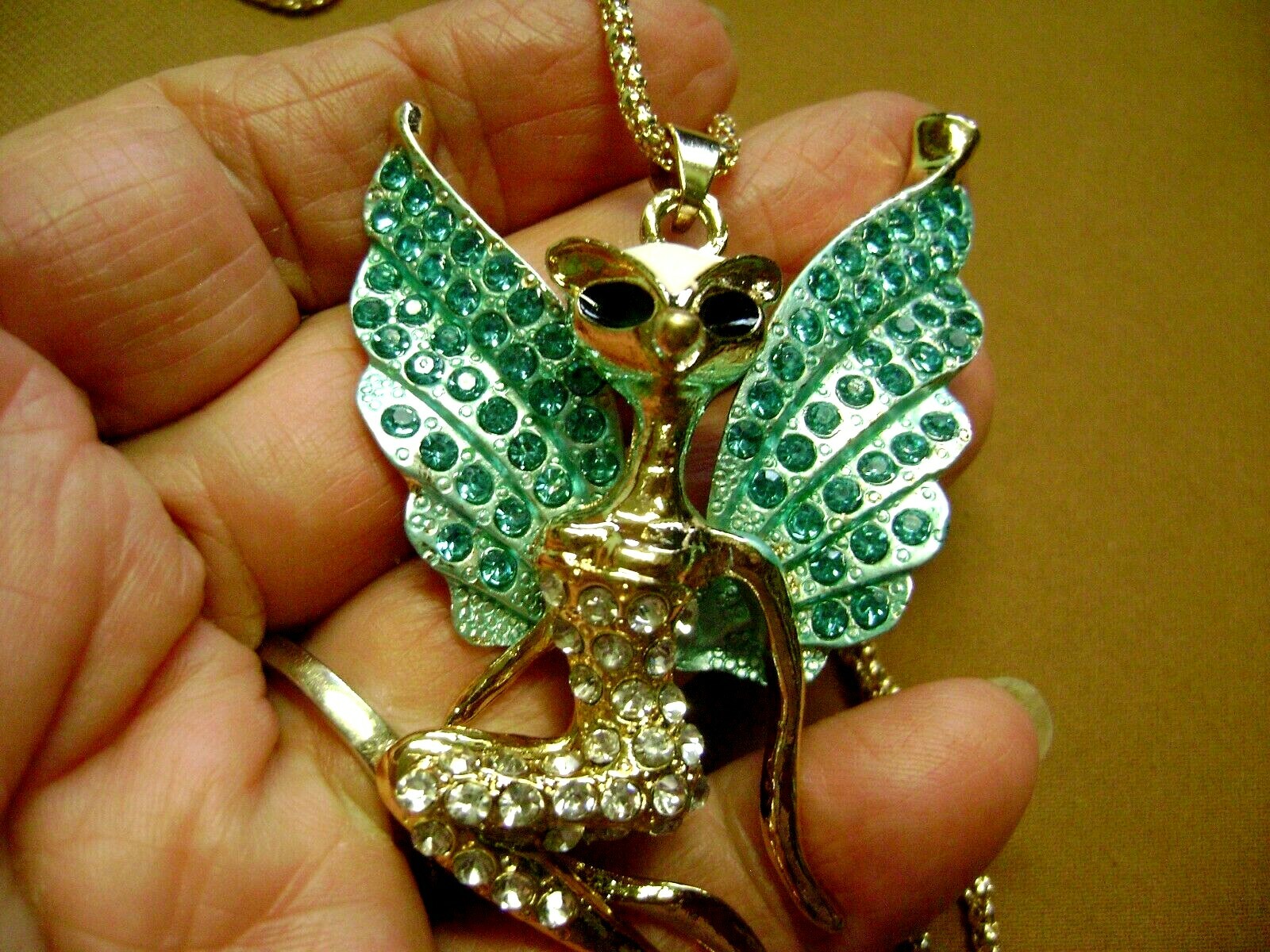 NWT- BETSEY JOHNSON RHINESTONE CARTOON “ELVEN” PENDANT NECKLACE- USA SELLER