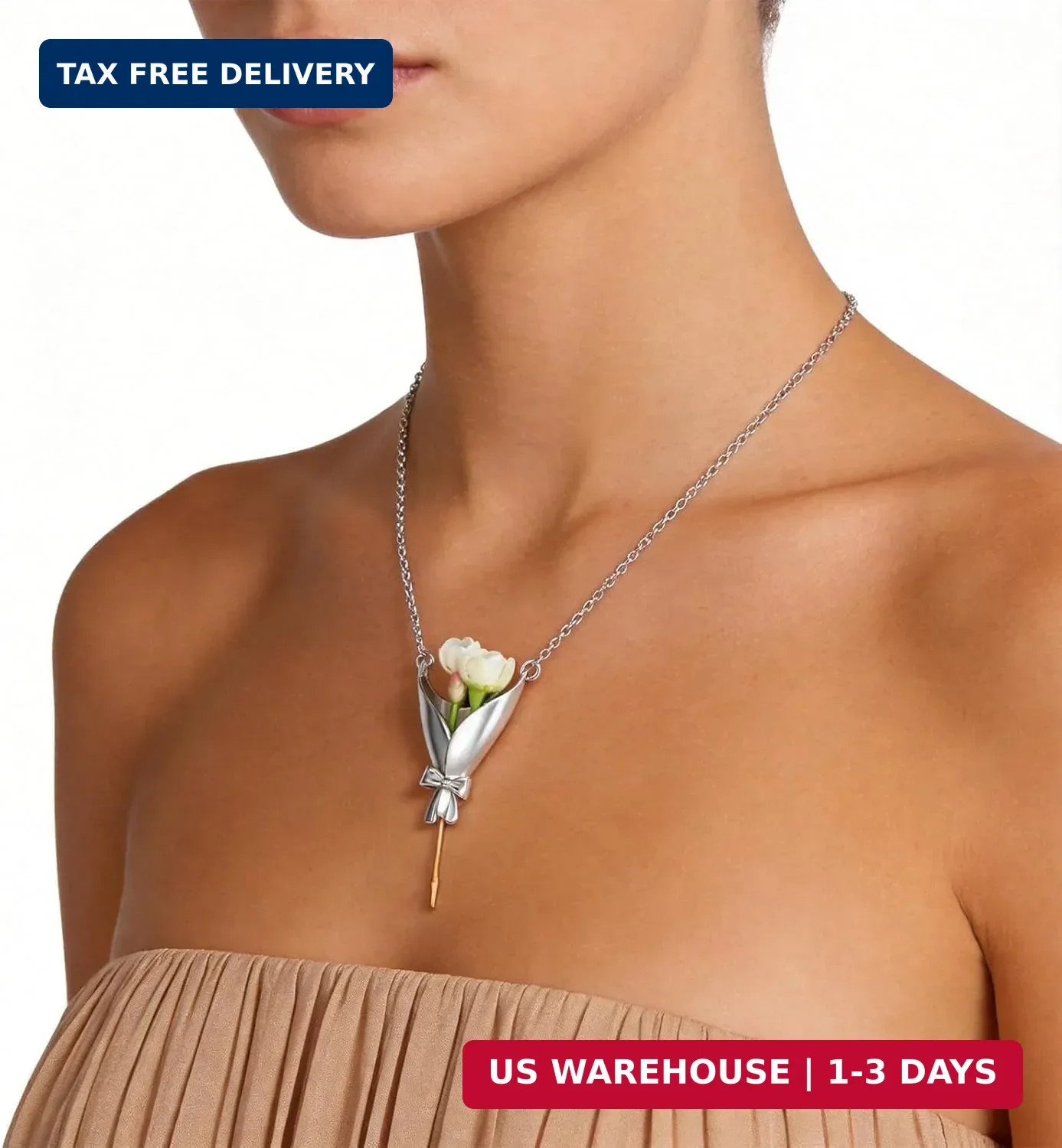 Dcfywl731 Flower Holder Necklace DIY Bouquet Necklace Wearable Mini Vase Jewelry
