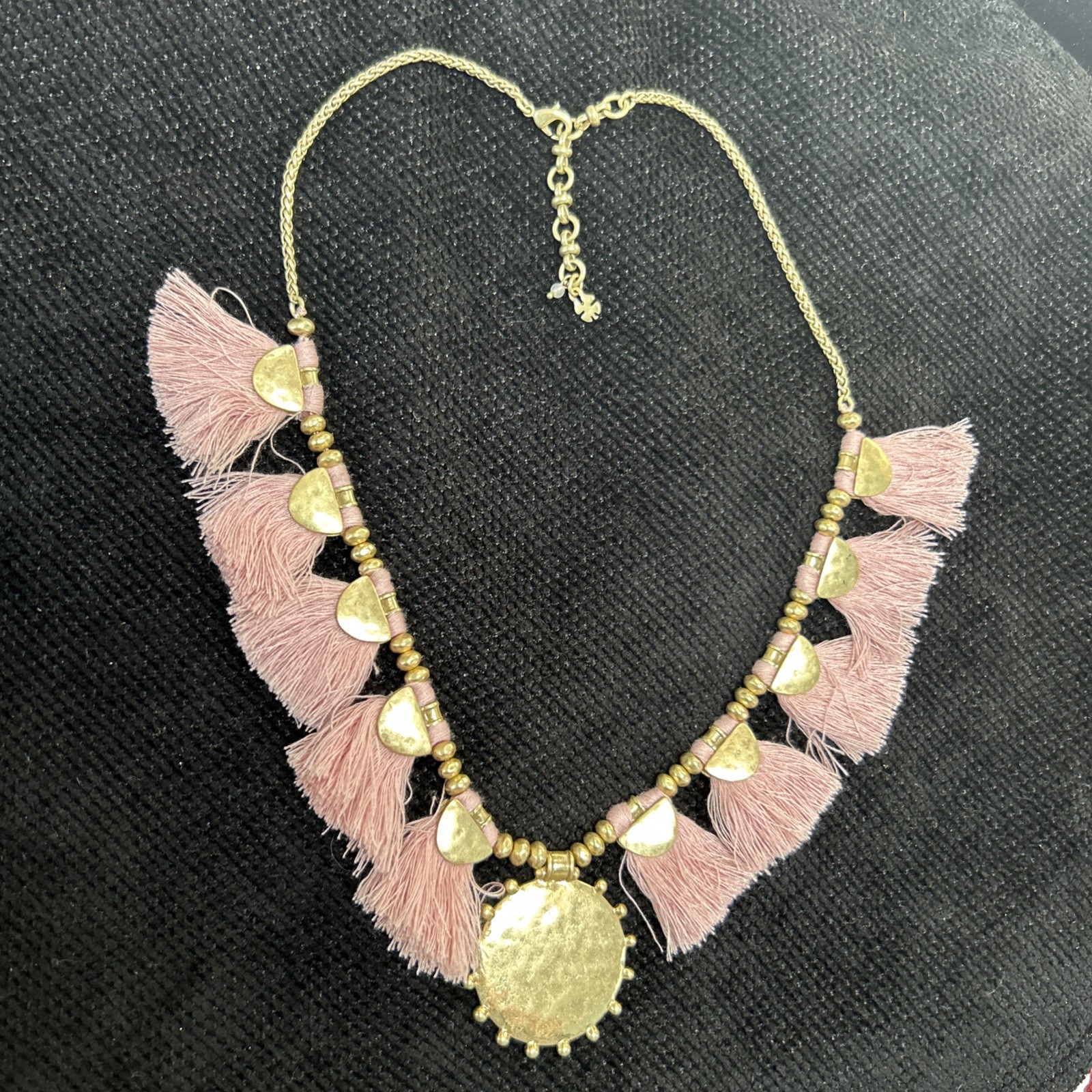 Lucky Brand Pink & Gold Tassel Necklace Reversible