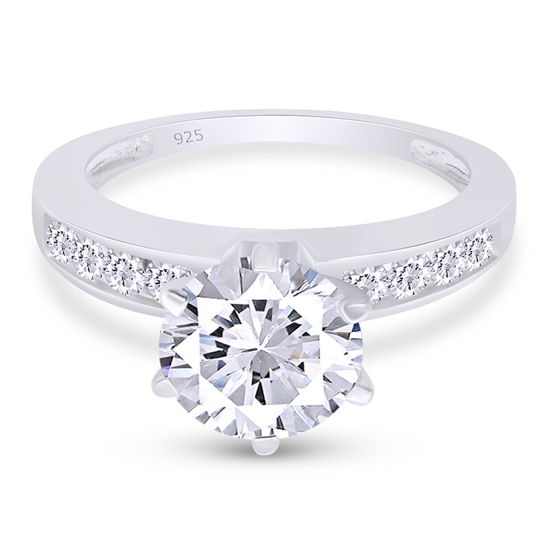 2.84 Ct Engagement Wedding Ring Simulated Diamond 14k White Gold Plated Silver