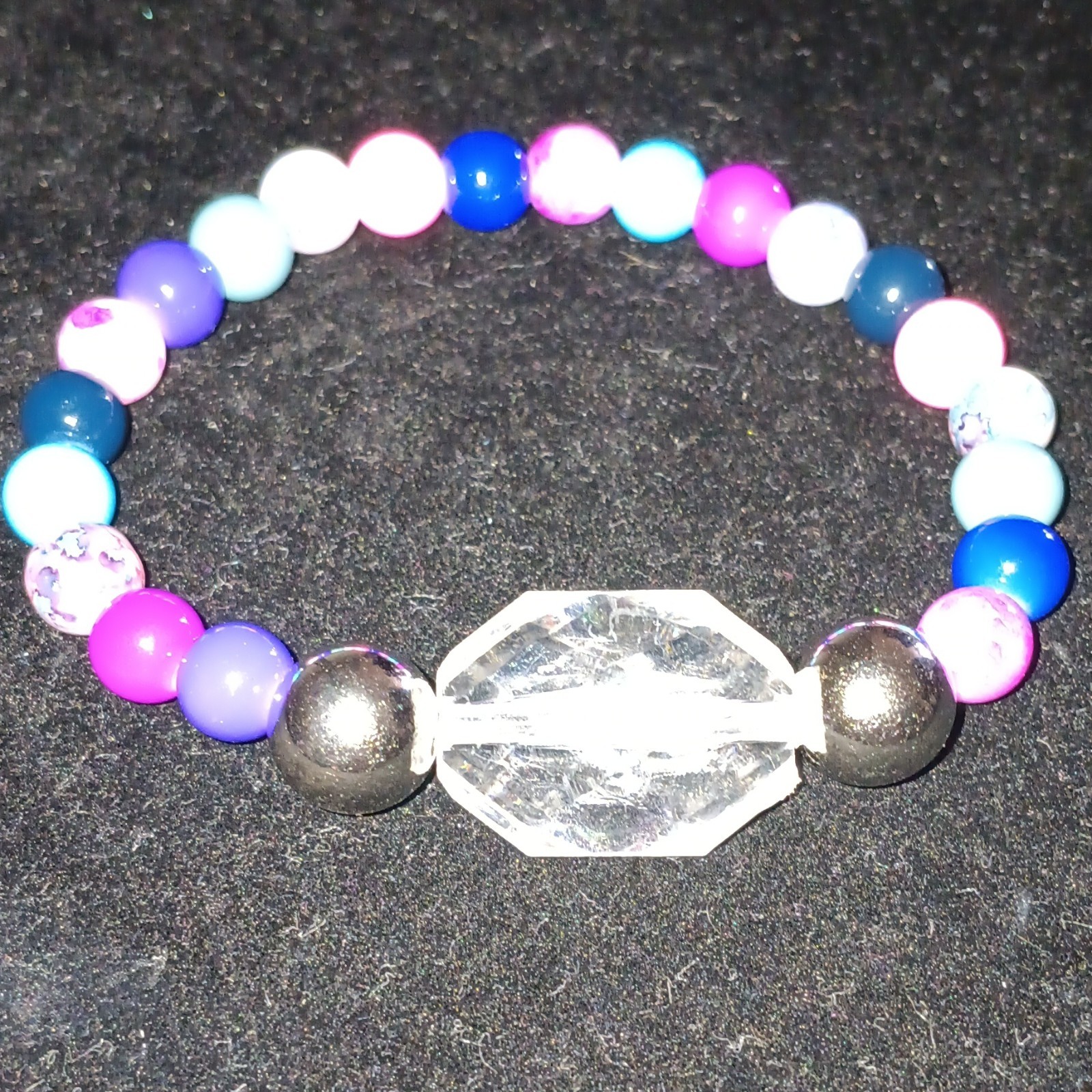 Set of 10 Multicolor Glass & Acrylic Bead Stretch Slip-On Stackable Bracelets
