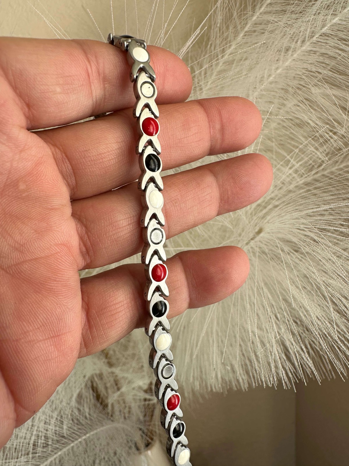 Silver Swirl Magnetic Bracelet 4 elements women Balance Energy Power Love Joy RX