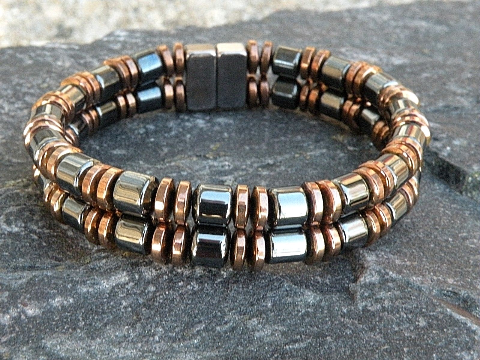 Magnetic Hematite Anklet BLACK n COPPER 2 Row #1 Seller