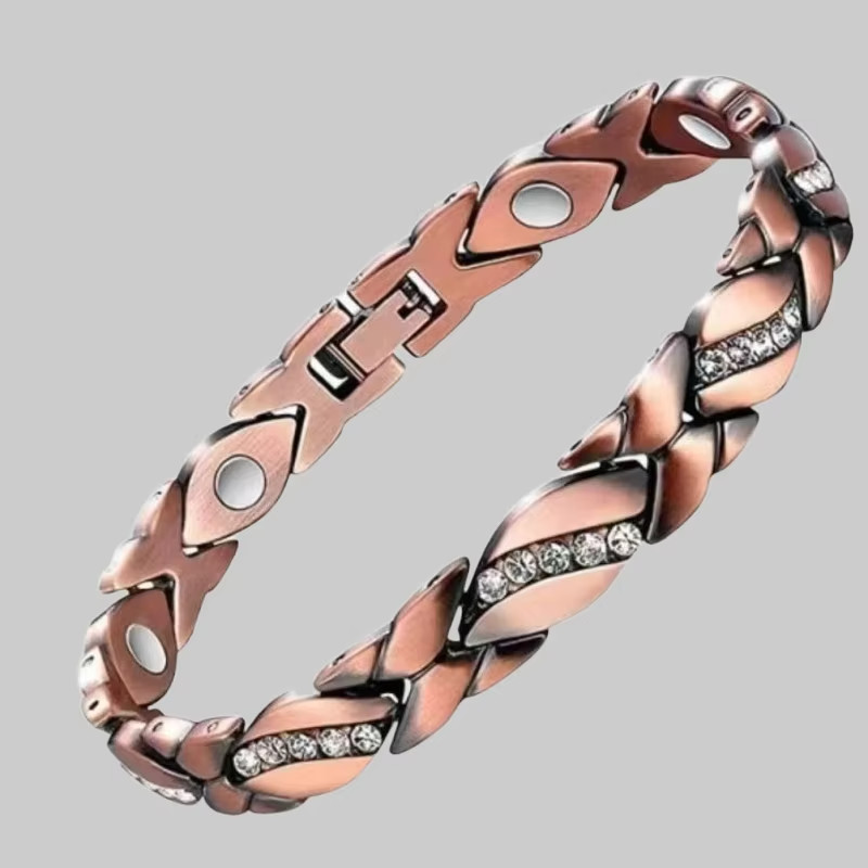 Women’s Magnetic Pure Copper Bracelet–3500 Gauss Magnets, Adjustable Sparkling
