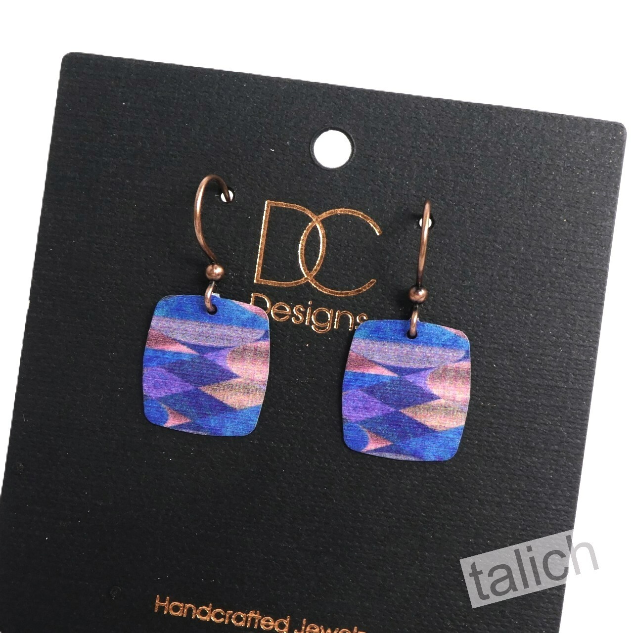 DC Designs Violet Ember Abstract Art Small Square Earrings BCS Unique Gift