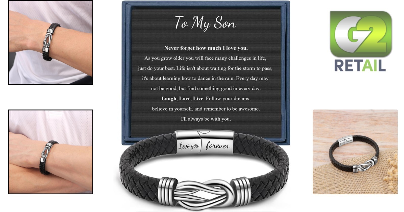 To My Son Gift for Son Bracelet Love from Mom, Dad Forever Birthday, Graduation