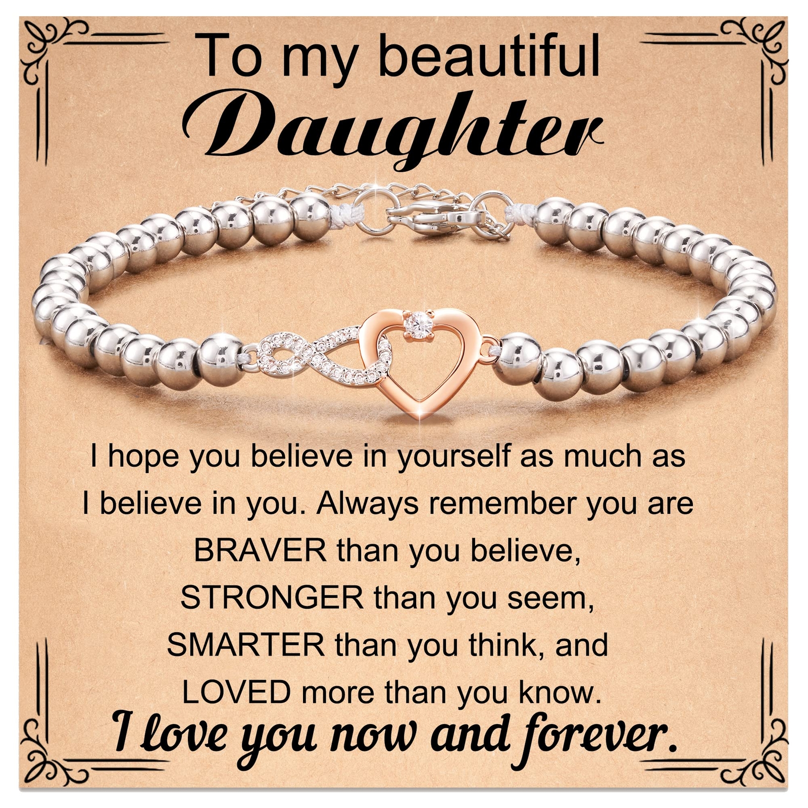 To My Daughter Bracelet Gift for Birthday Valentine’s Day Graduation Christmas