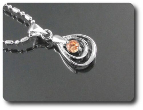 Pendant Orange Sapphire 0 5/32in Gold Plated White 18 K