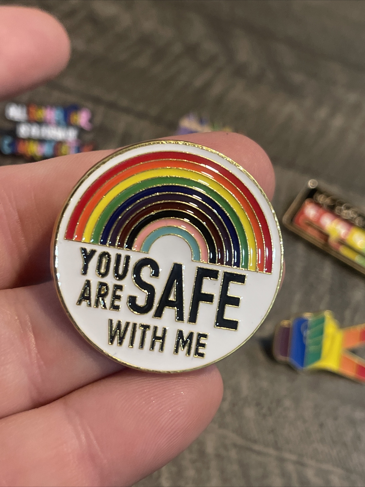 LGBTQ Pride Rainbow Enamel Pin Brooch Lot Of 9 Social Battery Safe Peace Social