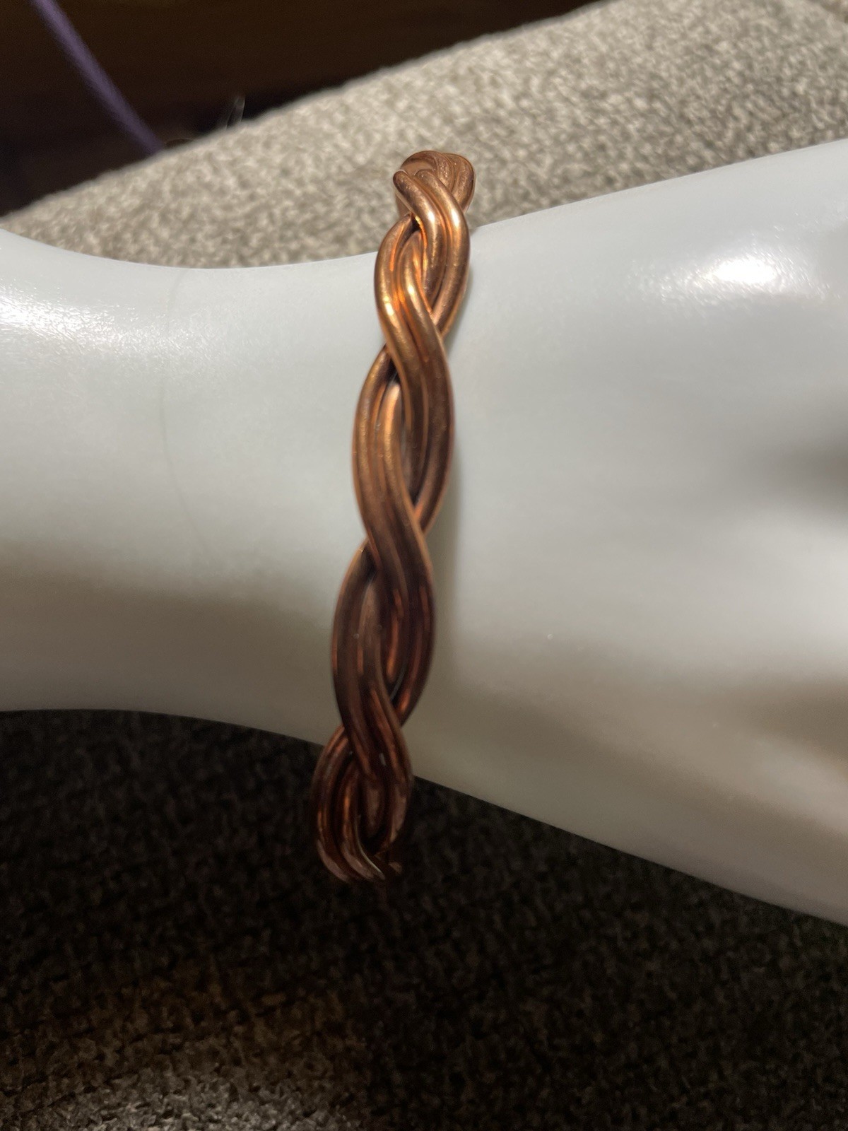 Twisted Braided Copper Tone Wire Cuff Bangle Bracelet, Metal, No Stone