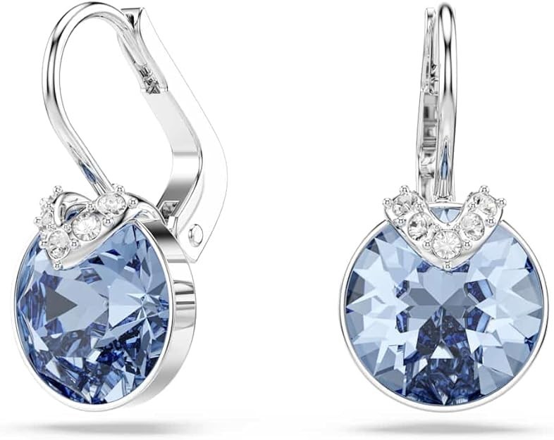 Swarovski BELLA V Mini Drop Earrings Round cut Blue Rhodium Plated 5734234 *NEW*
