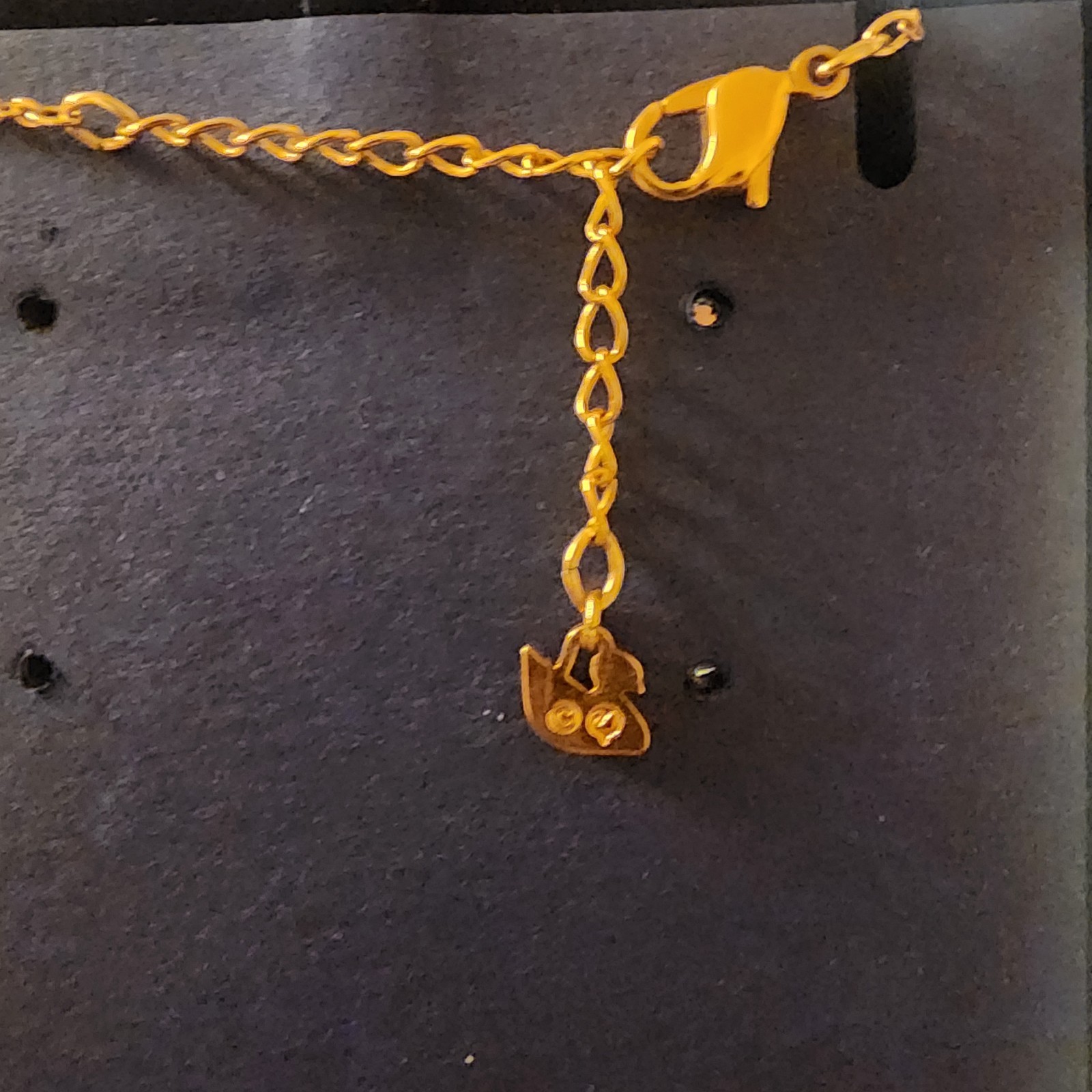Swarovski Crystal Facet Reversible Swan Necklace Rose Gold Plated Black EUC
