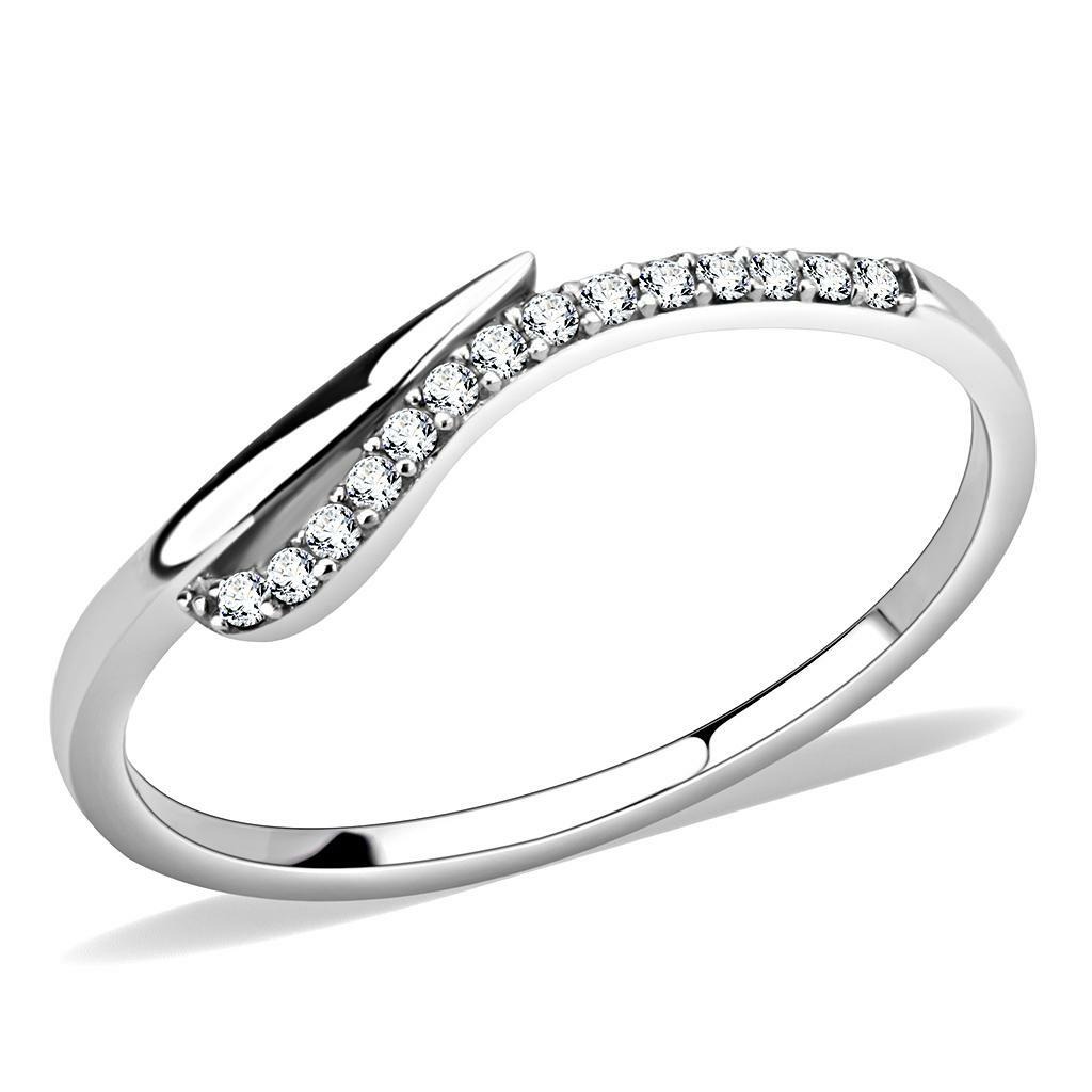 DA159 – High polished (no plating) Stainless Steel Ring with AAA Grade CZ in