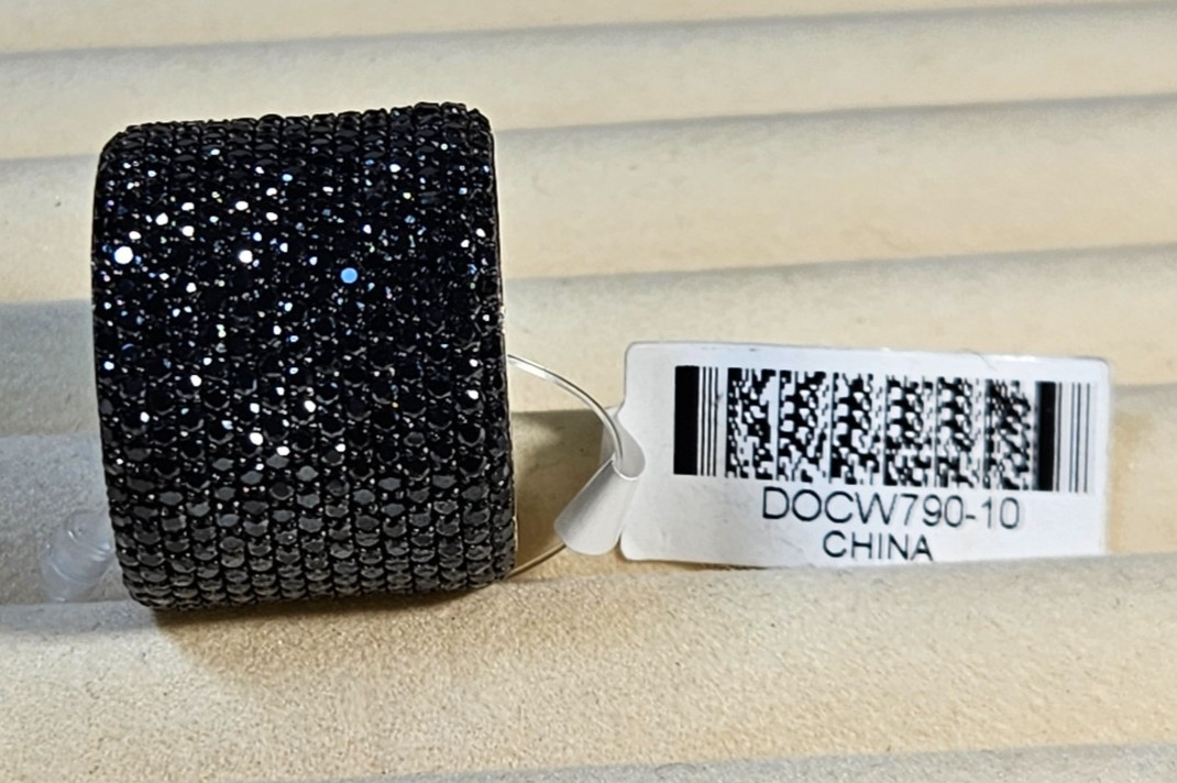 JTV 10.83 Black Spinel Rhodium over Sterling Silver Eternity Band RING SZ 9.5