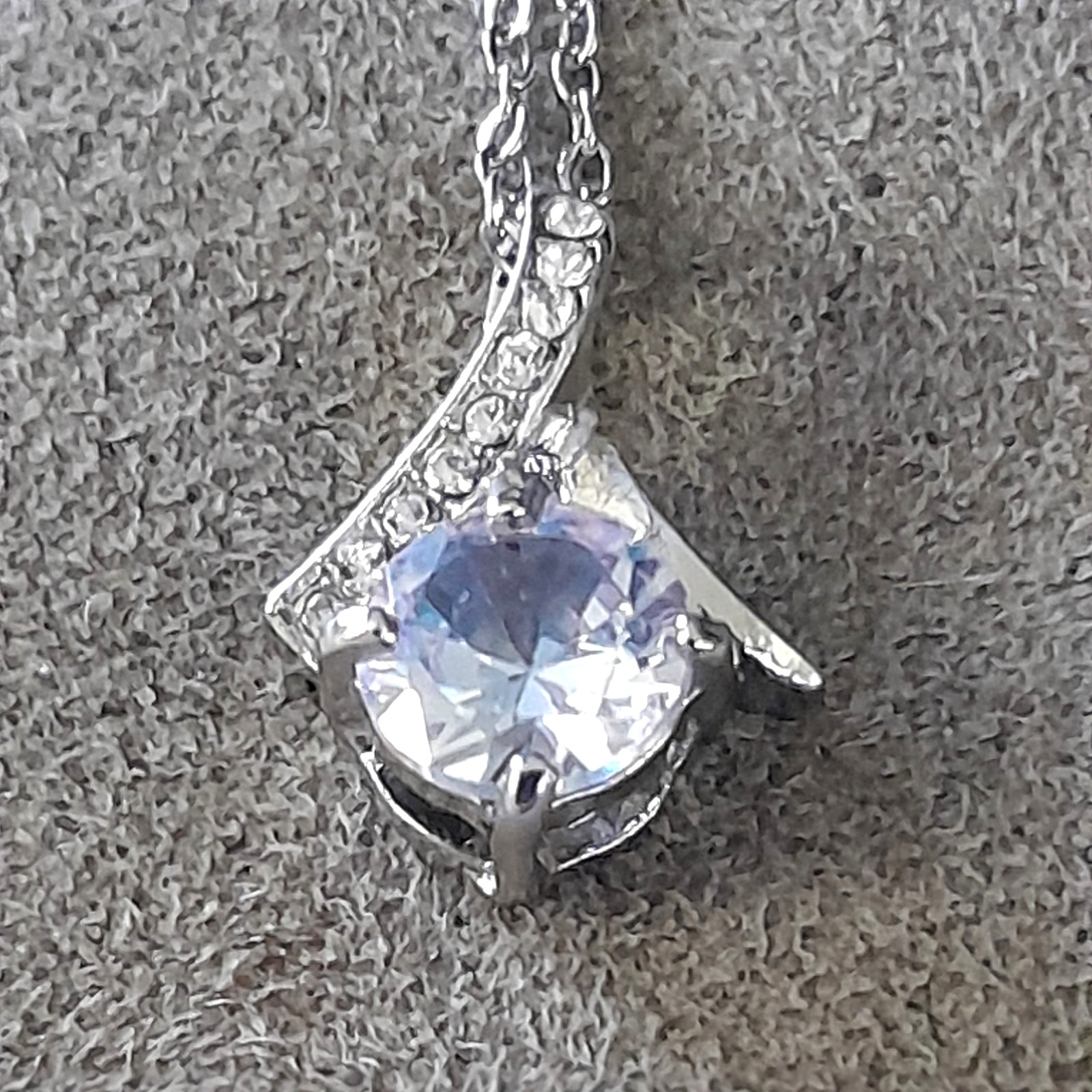 Women 17 in Necklace/Earrings 4 CT Sterling Silver 925 Brazilian Clear Sapphire