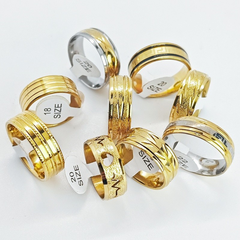 Wholesale 50 Pcs 8mm Mixed Styles Stainless Stackable Rings Unisex Bulk Jewelry
