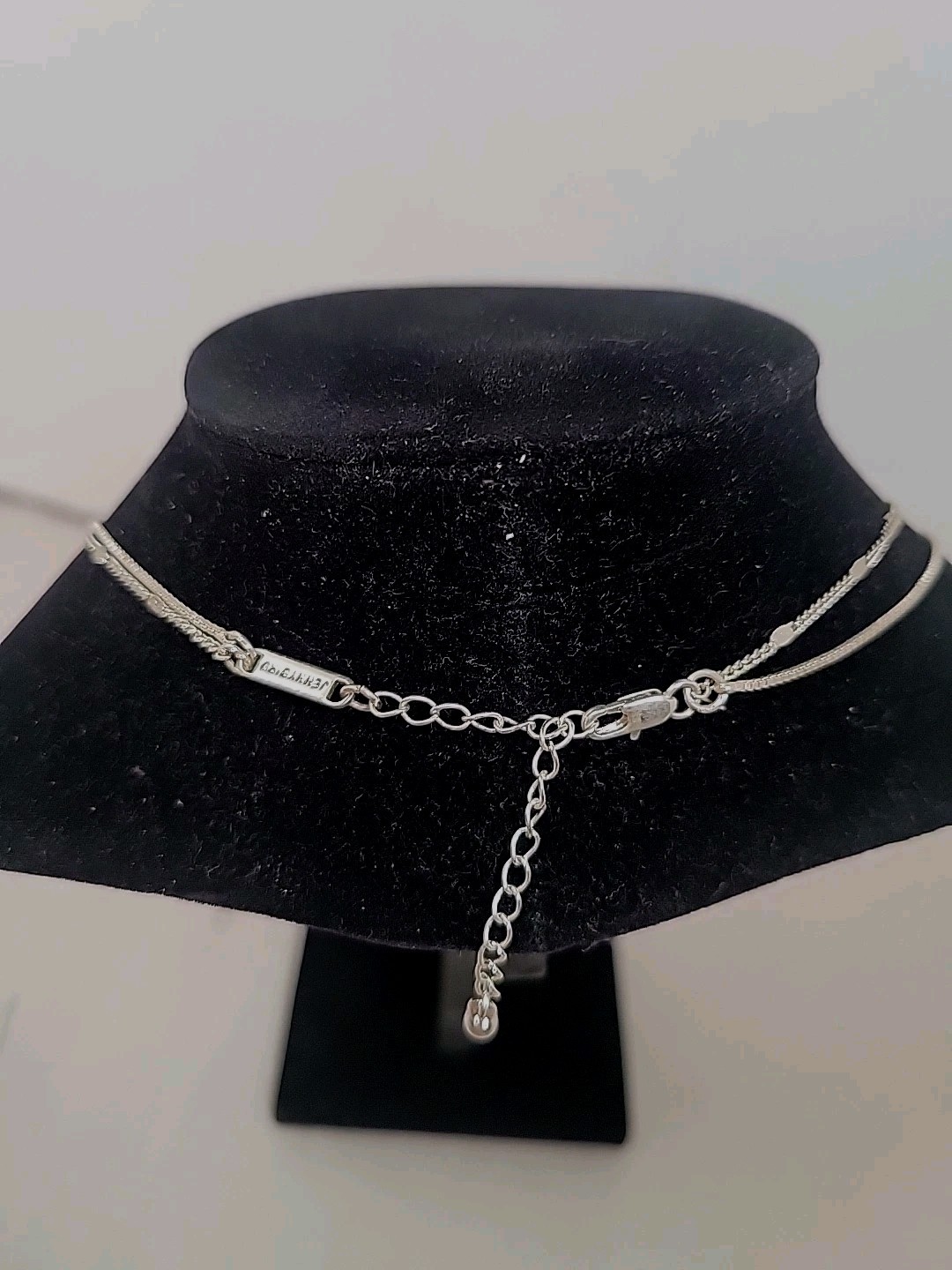 16″-18″ Jenny Bird Necklace Silver Tone Layered Pendant Two Strand Chain