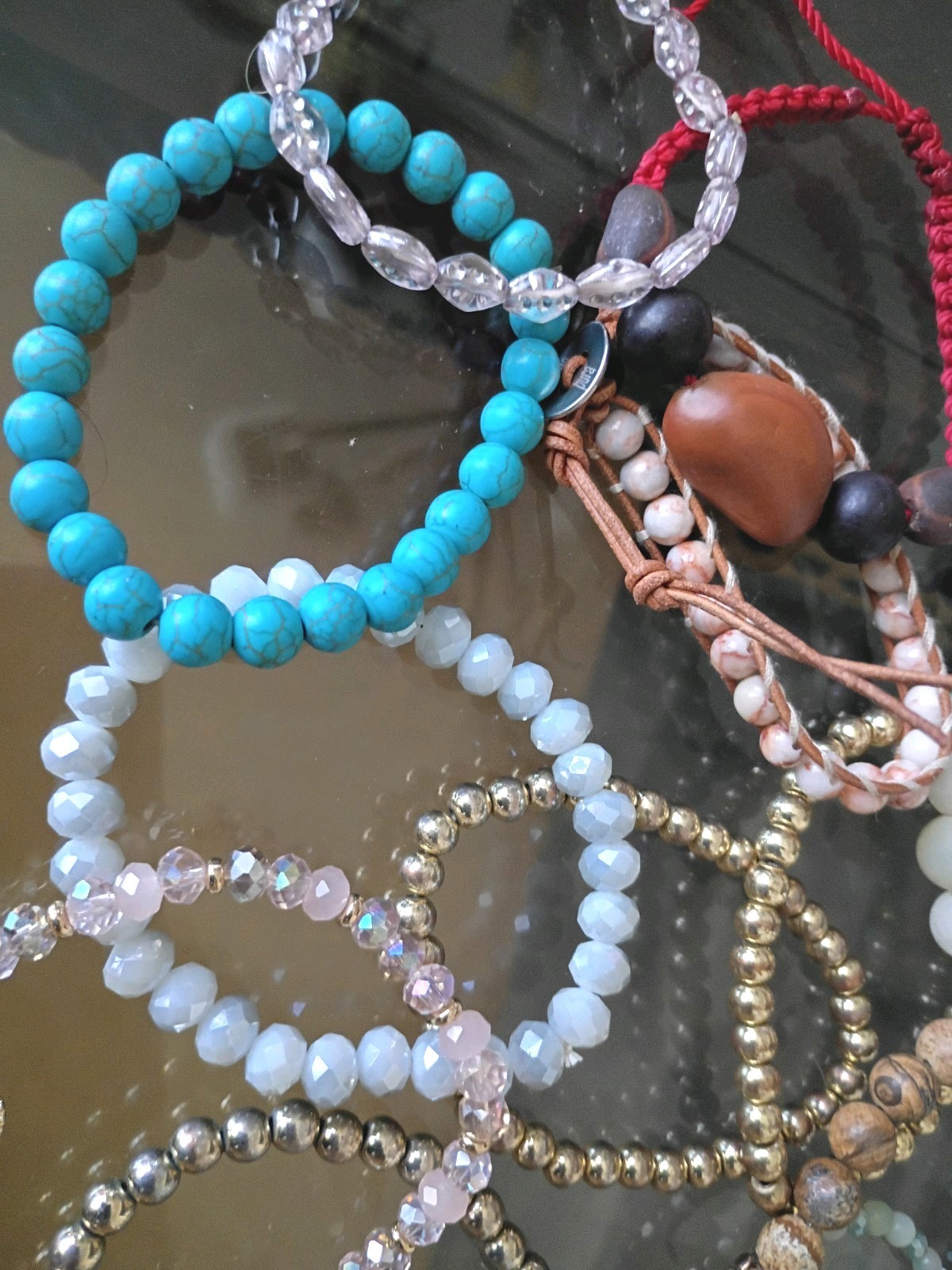 Lot of over 15 Mixed Materials Beaded Bracelets