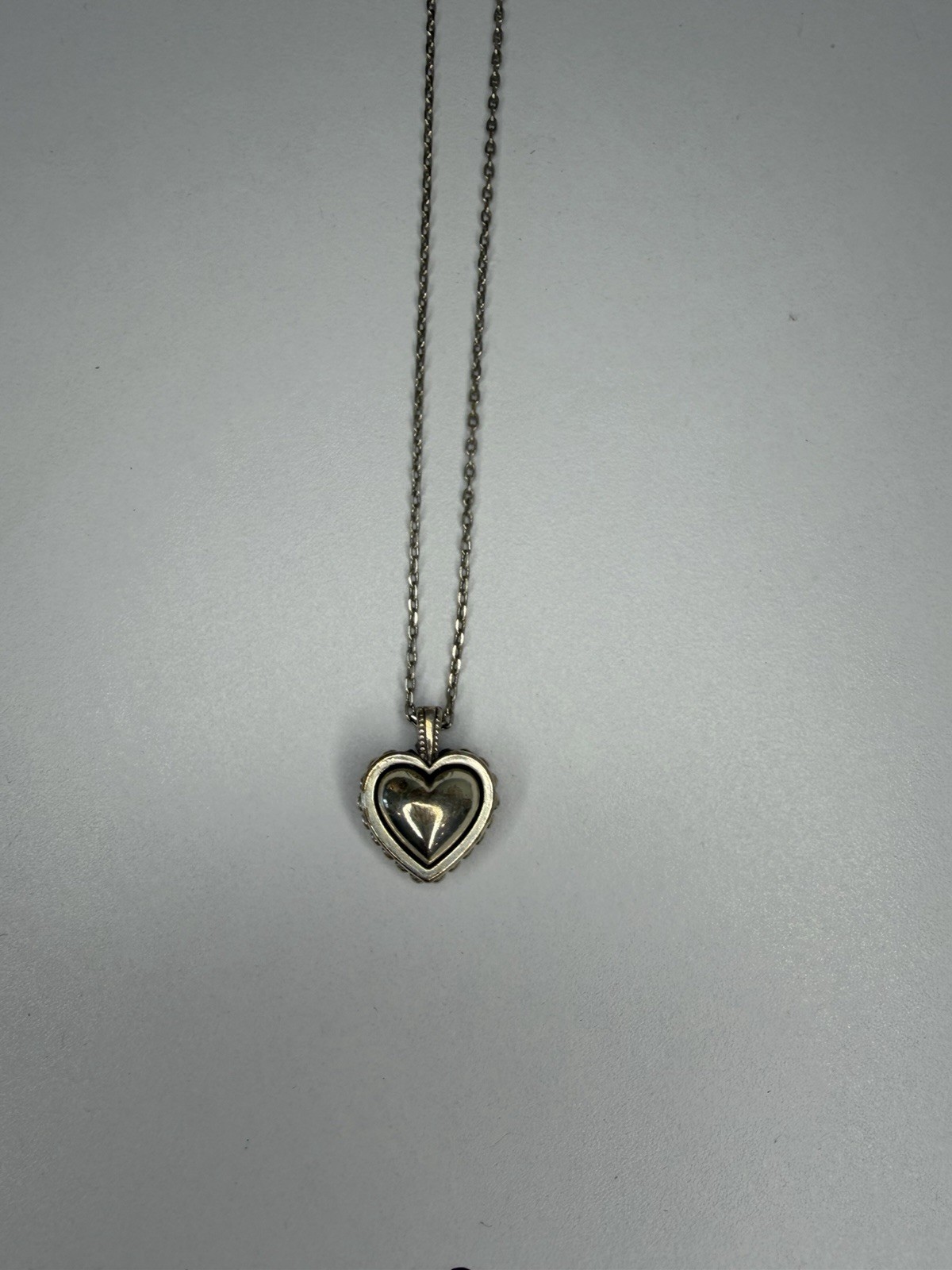 Brighton Heart Locket Necklace Silver Tone with Earrings- Adjustable Chain 20’’
