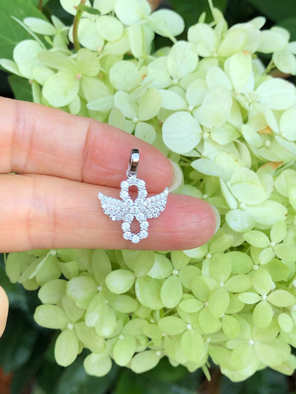 925 Sterling Silver CZ Angel Wings Infinity Pendant Women 15mm0.59″/22mm0.87″