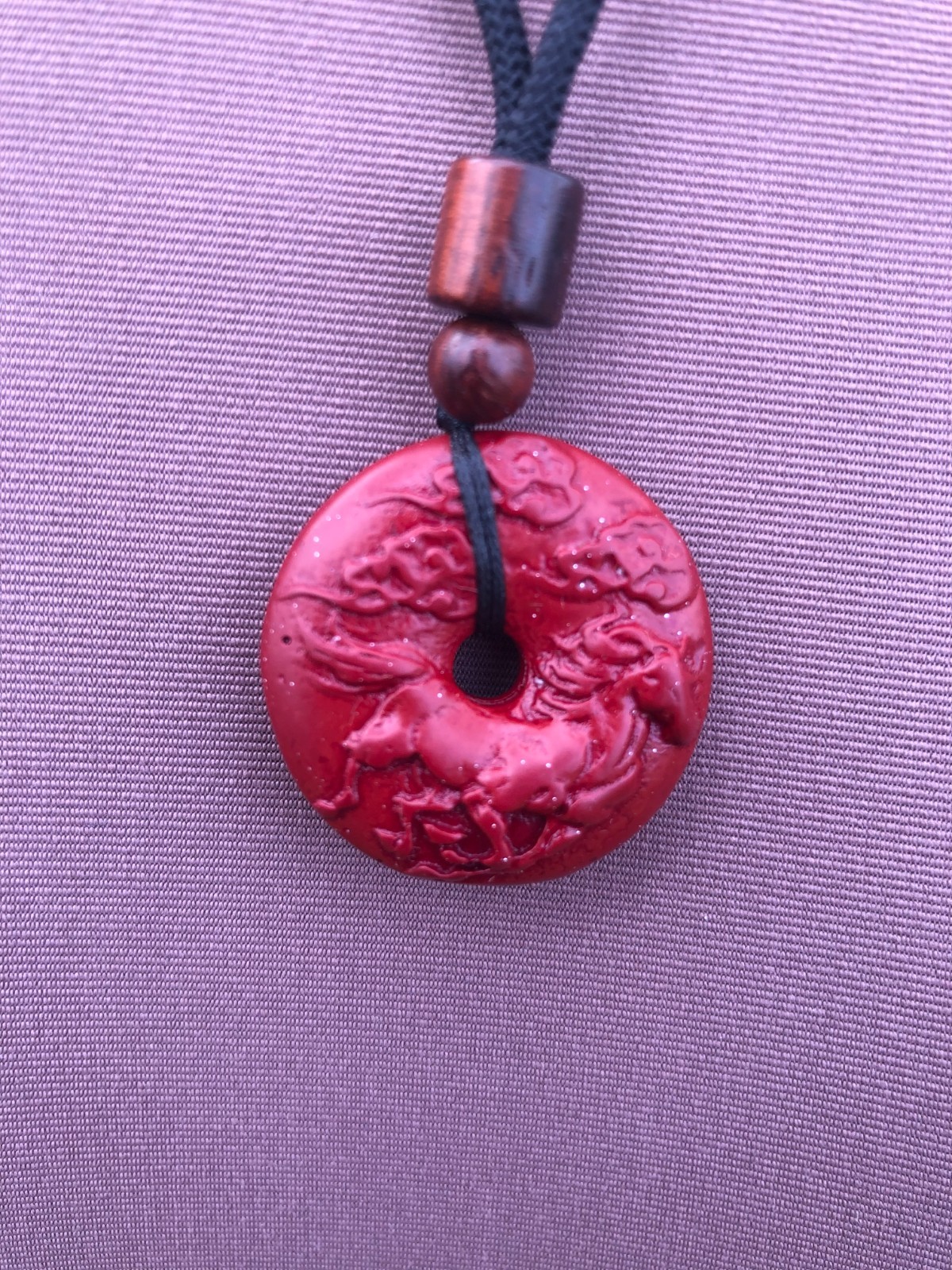 Year Of The Fire Horse 2026 Chinese Zodiac Cinnabar Pendant Necklace