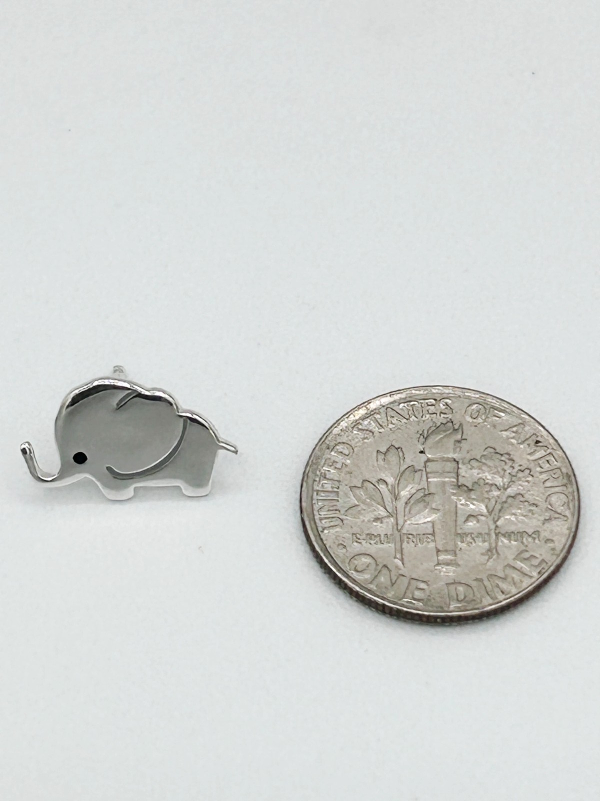 Cute Sterling Silver Miniature Elephant Stud Earrings Push Back Closure