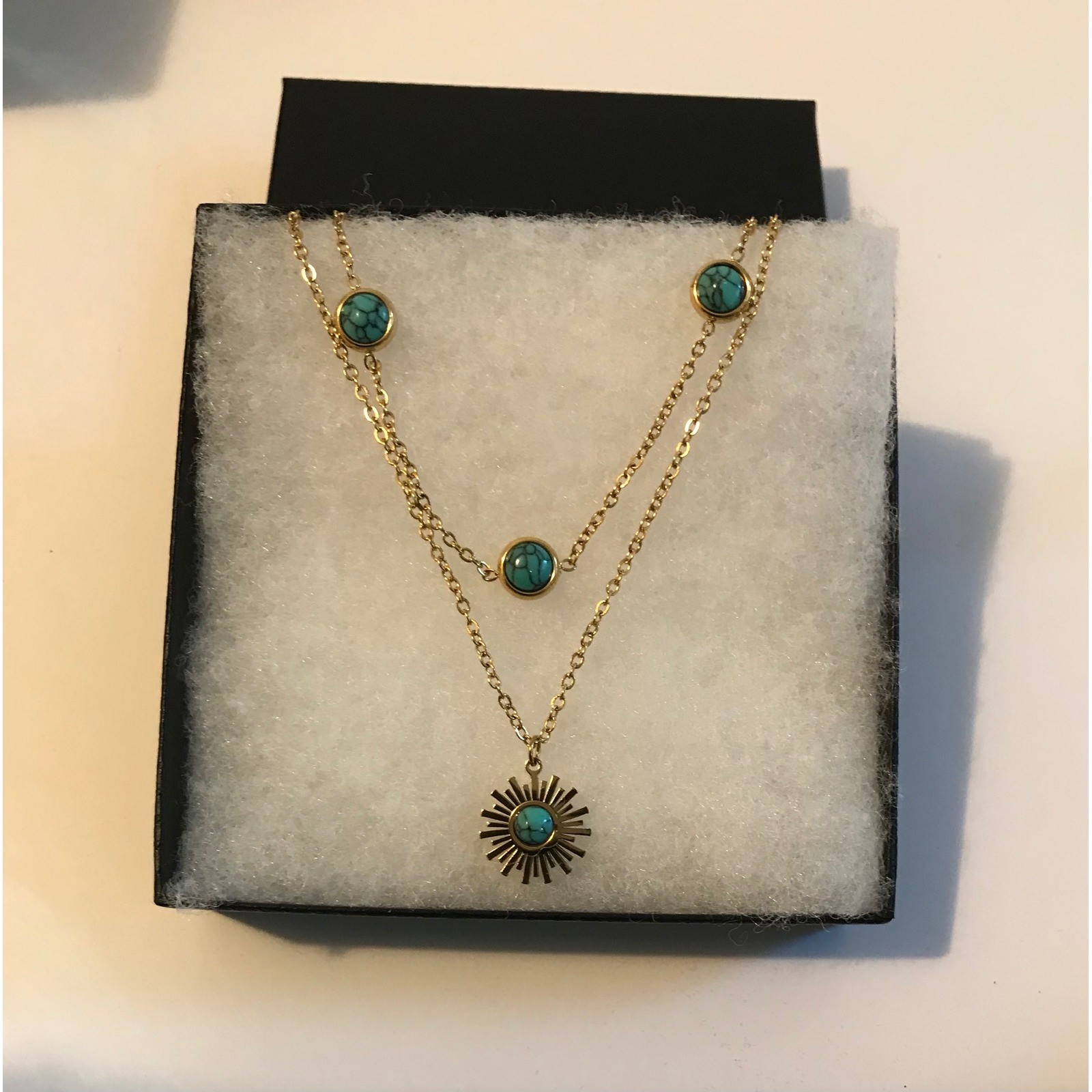 Celestial Beauty Sunburst Layered Necklace 18K Gold Plated