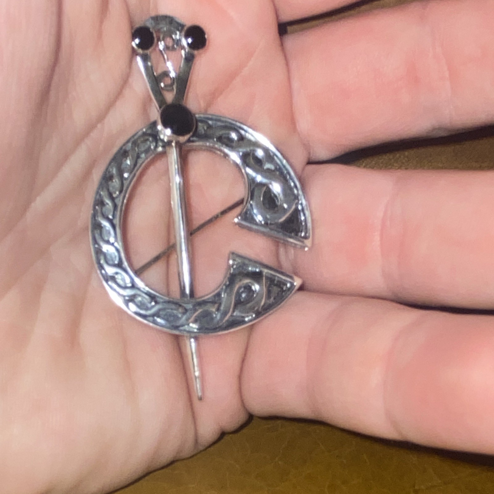 925 sterling silver Celtic Penannular Brooch Pin