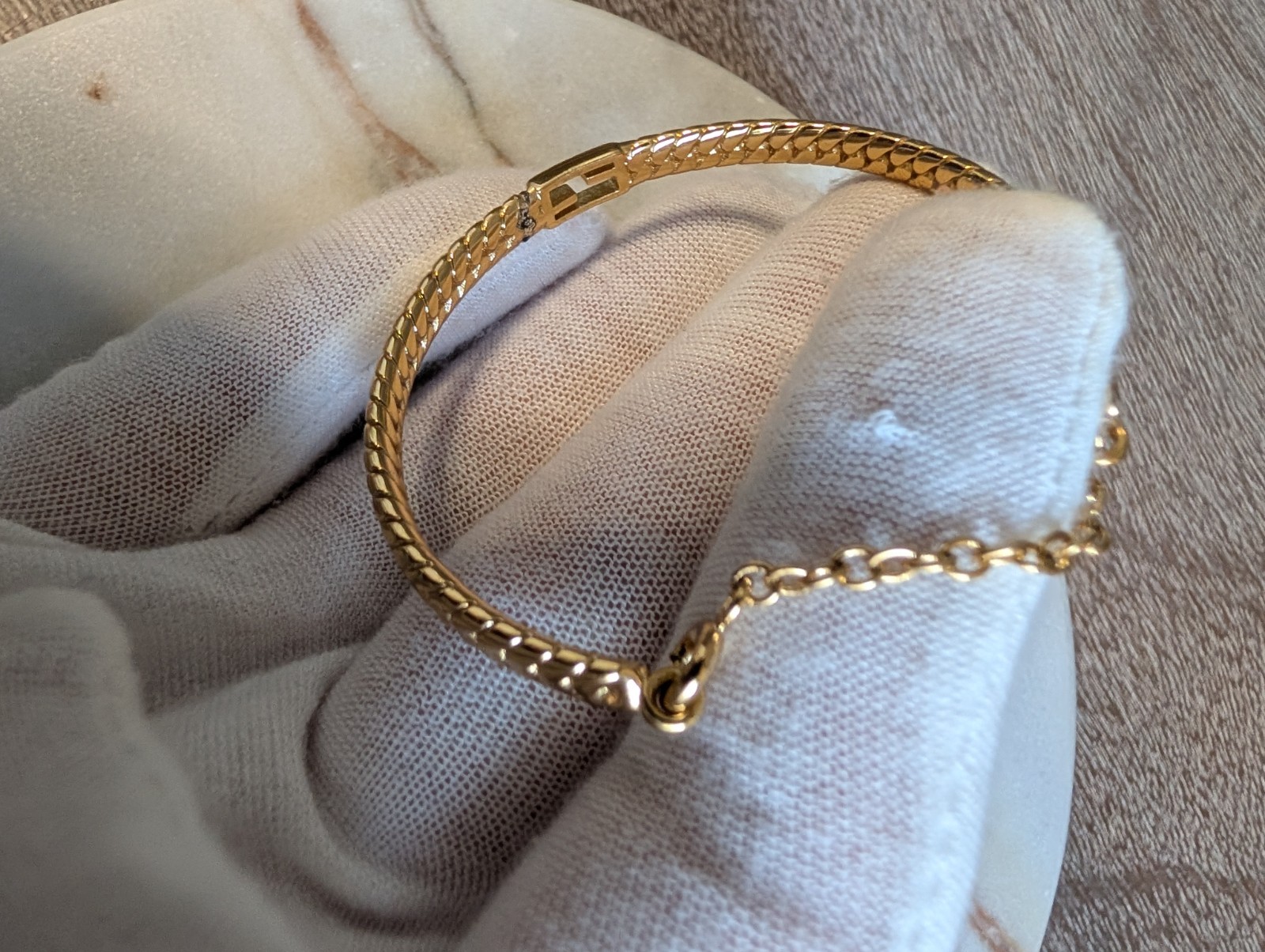 Vintage Fendi Gold-Plated “FF” Logo Bangle Bracelet – Repair & Restoration